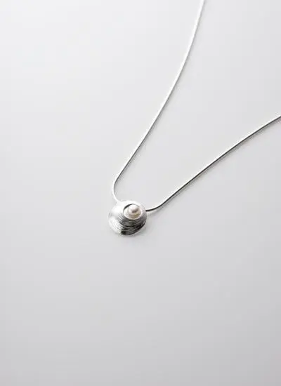 Small Sterling Silver Oyster Pearl Pendant